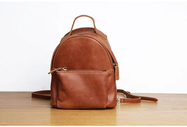 Genuine Leather Cute Backpack Bag Shoulder Bag Red Black Women Leather Purse