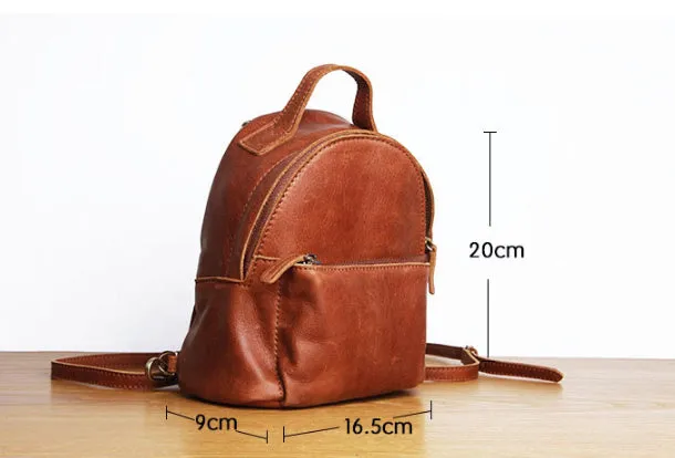 Genuine Leather Cute Backpack Bag Shoulder Bag Red Black Women Leather Purse