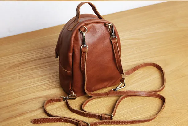 Genuine Leather Cute Backpack Bag Shoulder Bag Red Black Women Leather Purse