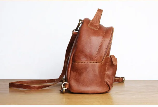 Genuine Leather Cute Backpack Bag Shoulder Bag Red Black Women Leather Purse