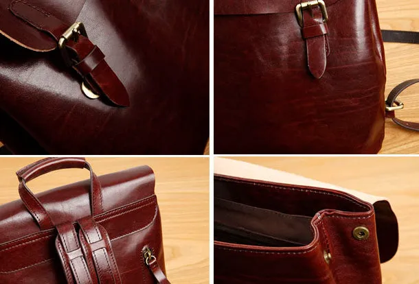 Genuine Leather Cute Backpack Bag Shoulder Bag Red Black Women Leather Purse