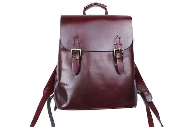 Genuine Leather Cute Backpack Bag Shoulder Bag Red Black Women Leather Purse