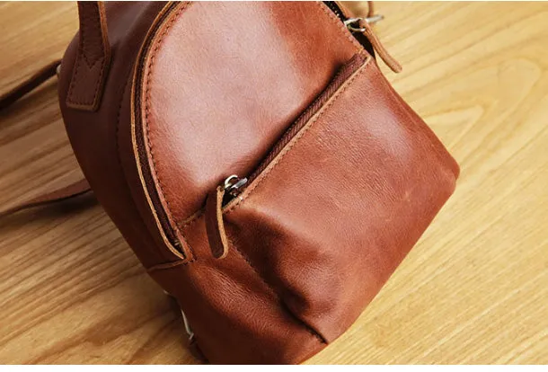Genuine Leather Cute Backpack Bag Shoulder Bag Red Black Women Leather Purse