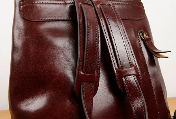 Genuine Leather Cute Backpack Bag Shoulder Bag Red Black Women Leather Purse