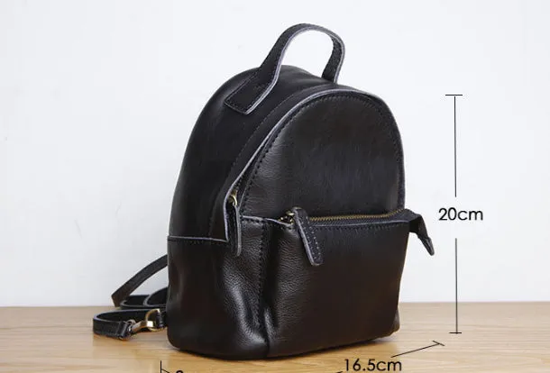 Genuine Leather Cute Backpack Bag Shoulder Bag Red Black Women Leather Purse