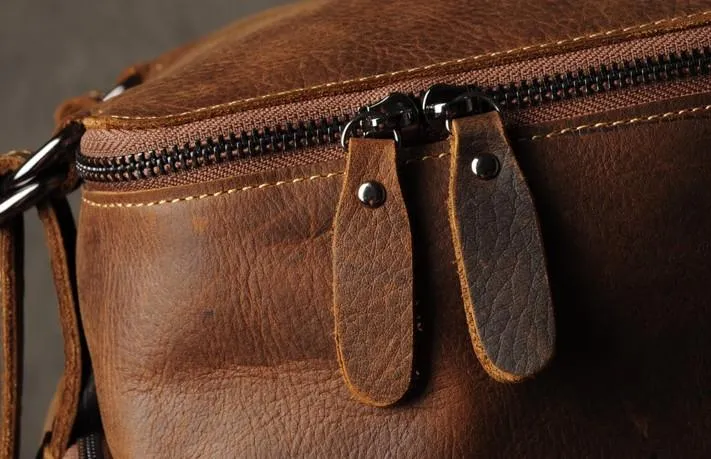Genuine Leather Mens Cool Backpack Large Black Fashion Travel Backpack for men