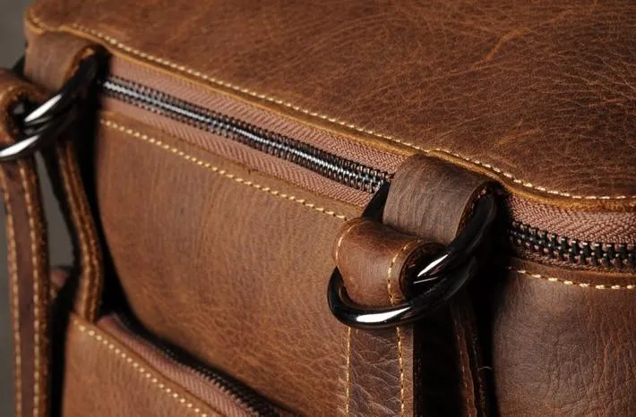 Genuine Leather Mens Cool Backpack Large Black Fashion Travel Backpack for men