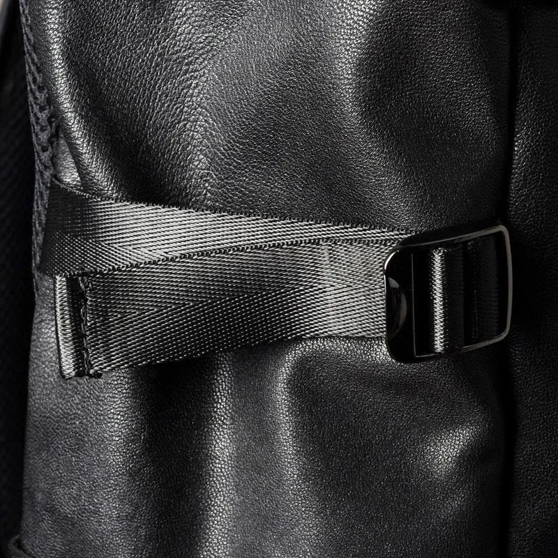 Genuine Leather Mens Cool Backpack Large Black Travel Backpack for men