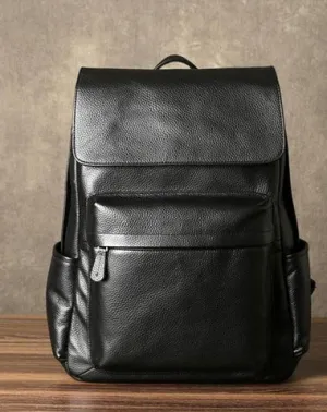 Genuine Leather Mens Cool Backpack Large Black Travel Backpack Hiking Backpack for men