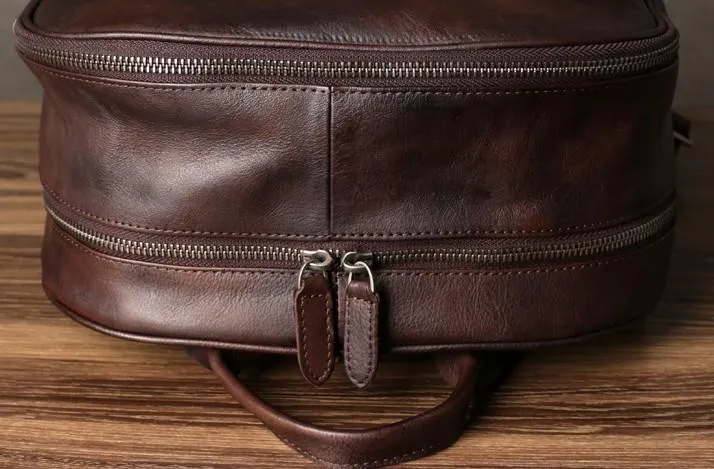 Genuine Leather Mens Cool Backpack Large Black Travel Backpack Hiking Backpack for men