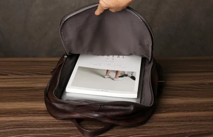 Genuine Leather Mens Cool Backpack Large Black Travel Backpack Hiking Backpack for men