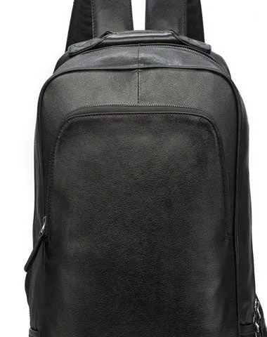Genuine Leather Mens Cool Backpack Large Black Travel Bag Hiking Bag For Men