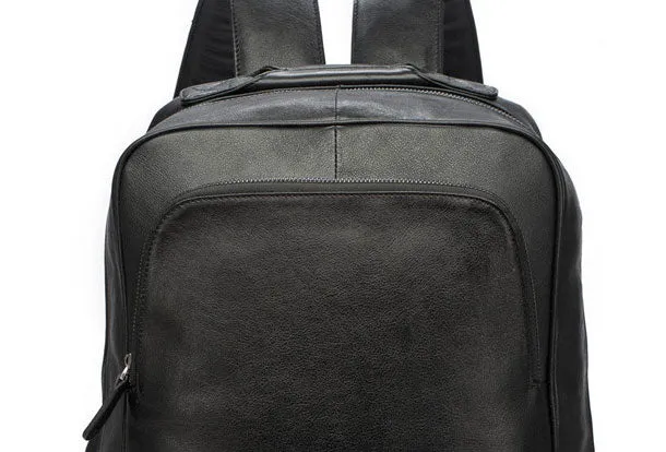 Genuine Leather Mens Cool Backpack Large Black Travel Bag Hiking Bag For Men