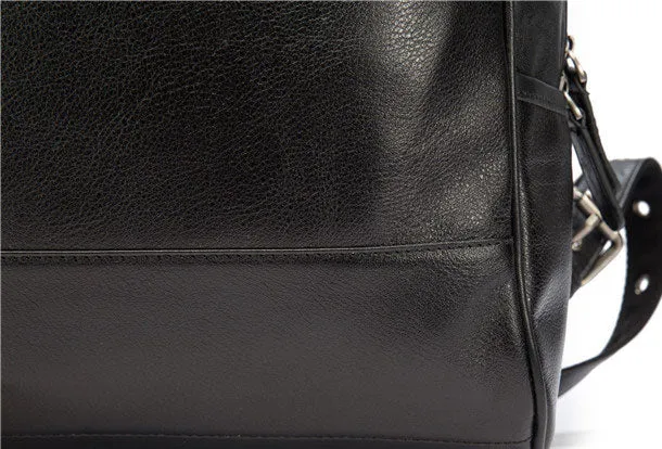 Genuine Leather Mens Cool Backpack Large Black Travel Bag Hiking Bag For Men