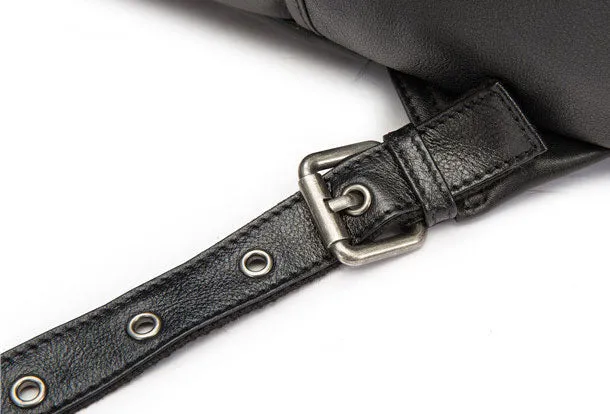 Genuine Leather Mens Cool Backpack Large Black Travel Bag Hiking Bag For Men