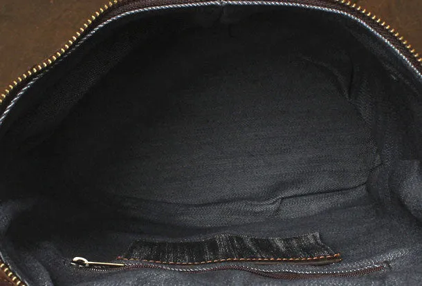 Genuine Leather Mens Cool Bucket Backpack Travel Bag Hiking Bag For Mens