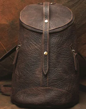 Genuine Leather Mens Cool Bucket Backpack Travel Bag Hiking Bag For Mens