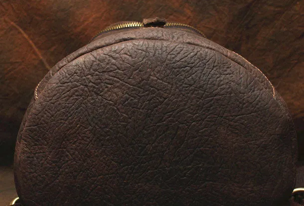 Genuine Leather Mens Cool Bucket Backpack Travel Bag Hiking Bag For Mens
