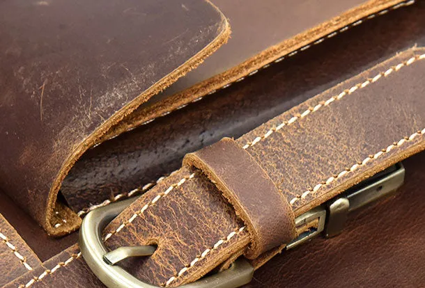 Genuine Leather Mens Cool Messenger Bag Backpack Large Black Travel Bag Hiking Bag For Men