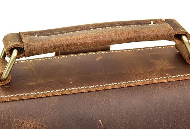 Genuine Leather Mens Cool Messenger Bag Backpack Large Black Travel Bag Hiking Bag For Men