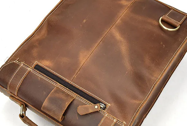 Genuine Leather Mens Cool Messenger Bag Backpack Large Black Travel Bag Hiking Bag For Men