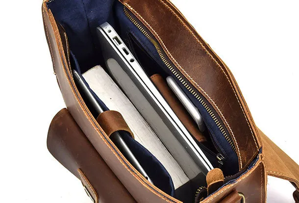 Genuine Leather Mens Cool Messenger Bag Backpack Large Black Travel Bag Hiking Bag For Men