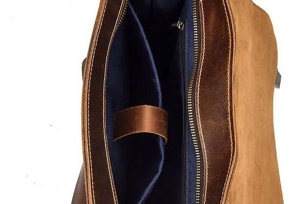 Genuine Leather Mens Cool Messenger Bag Backpack Large Black Travel Bag Hiking Bag For Men