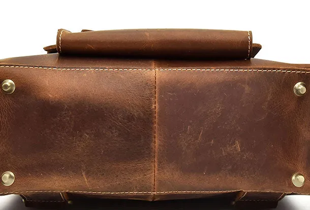 Genuine Leather Mens Cool Messenger Bag Backpack Large Black Travel Bag Hiking Bag For Men