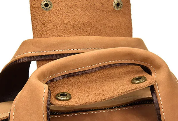Genuine Leather Vintage Mens Cool Backpack Large Camel Travel Bag Hiking Bag For Men