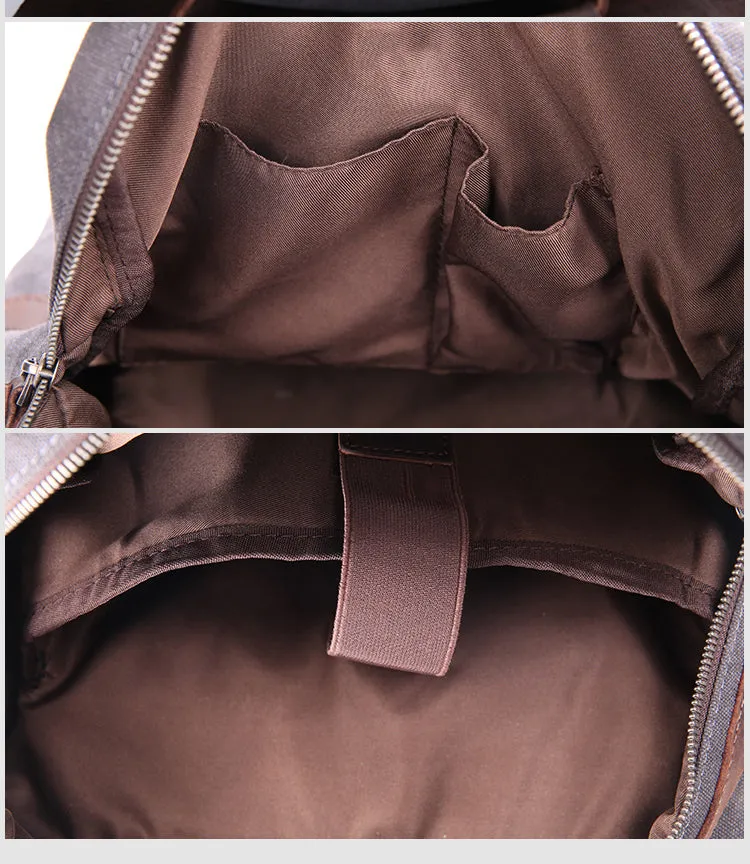 Gray Waxed Canvas Mens Large 15'' Laptop Backpack College Backpack Hiking Backpack for Men