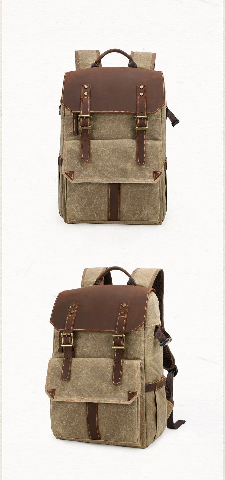 Green CANVAS WATERPROOF MENS 15'' CANON CAMERA BACKPACK LARGE NIKON CAMERA BAG DSLR CAMERA BAG FOR MEN