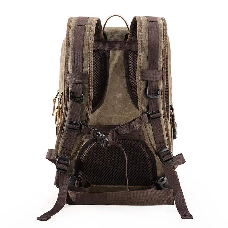 Green CANVAS WATERPROOF MENS 15'' CANON CAMERA BACKPACK LARGE NIKON CAMERA BAG DSLR CAMERA BAG FOR MEN
