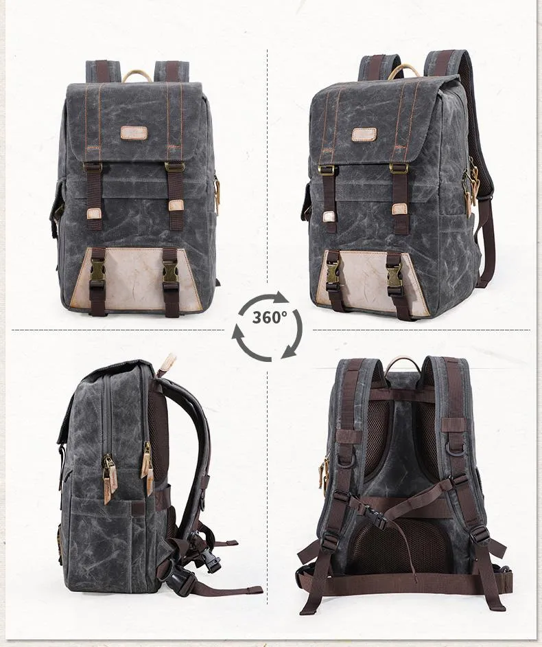 Green CANVAS WATERPROOF MENS 15'' CANON CAMERA BACKPACK LARGE NIKON CAMERA BAG DSLR CAMERA BAG FOR MEN