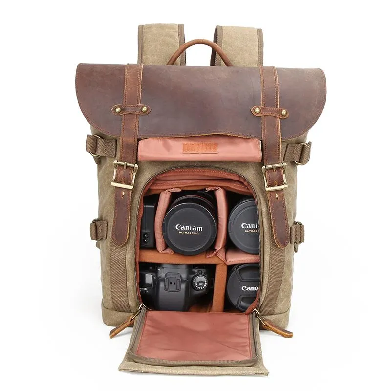 GREEN LARGE CANVAS WATERPROOF MENS CANON CAMERA BACKPACK NIKON CAMERA BAG DSLR CAMERA BAG FOR Women