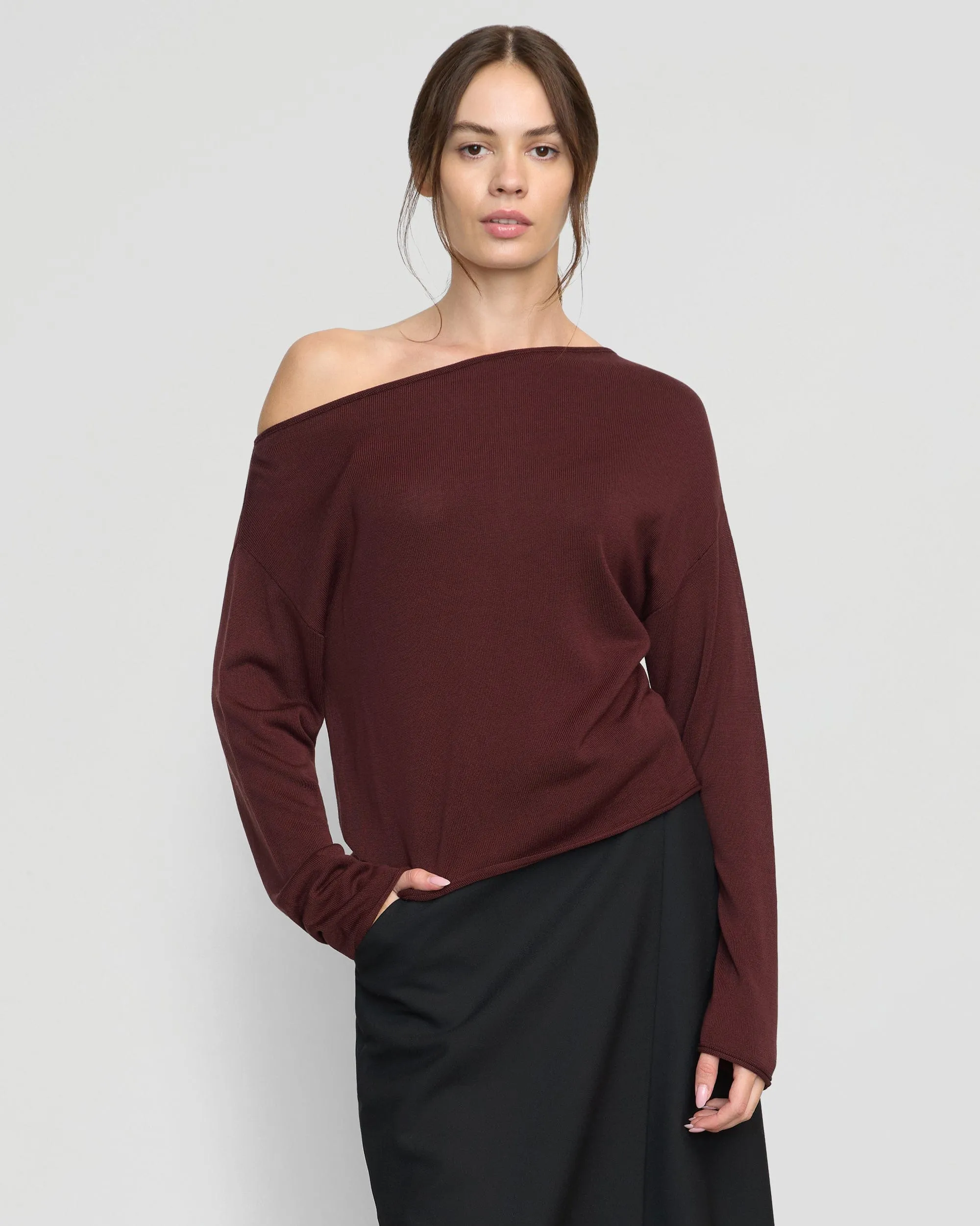 Hachi Tencel-Wool Off-Shoulder Sweater