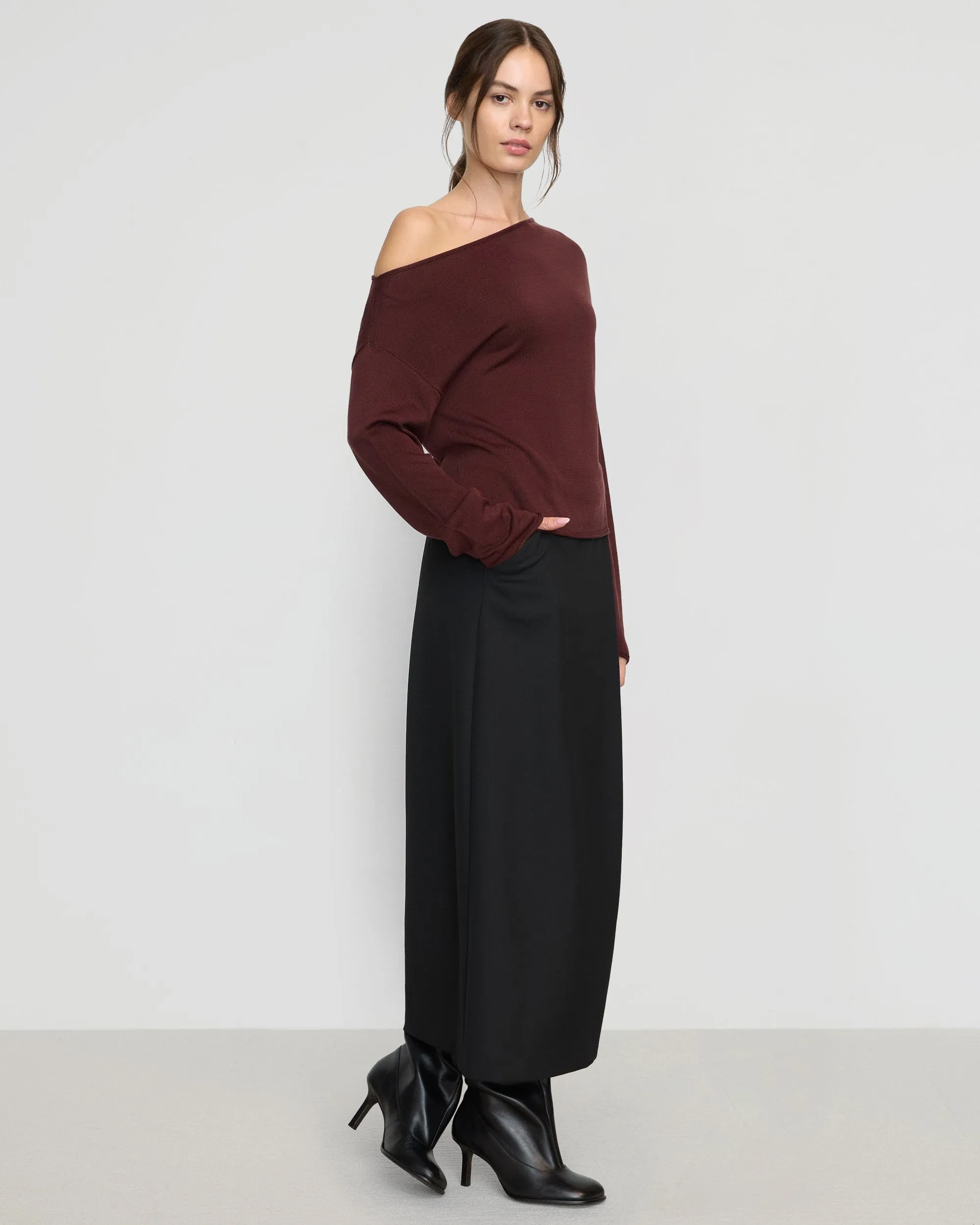 Hachi Tencel-Wool Off-Shoulder Sweater