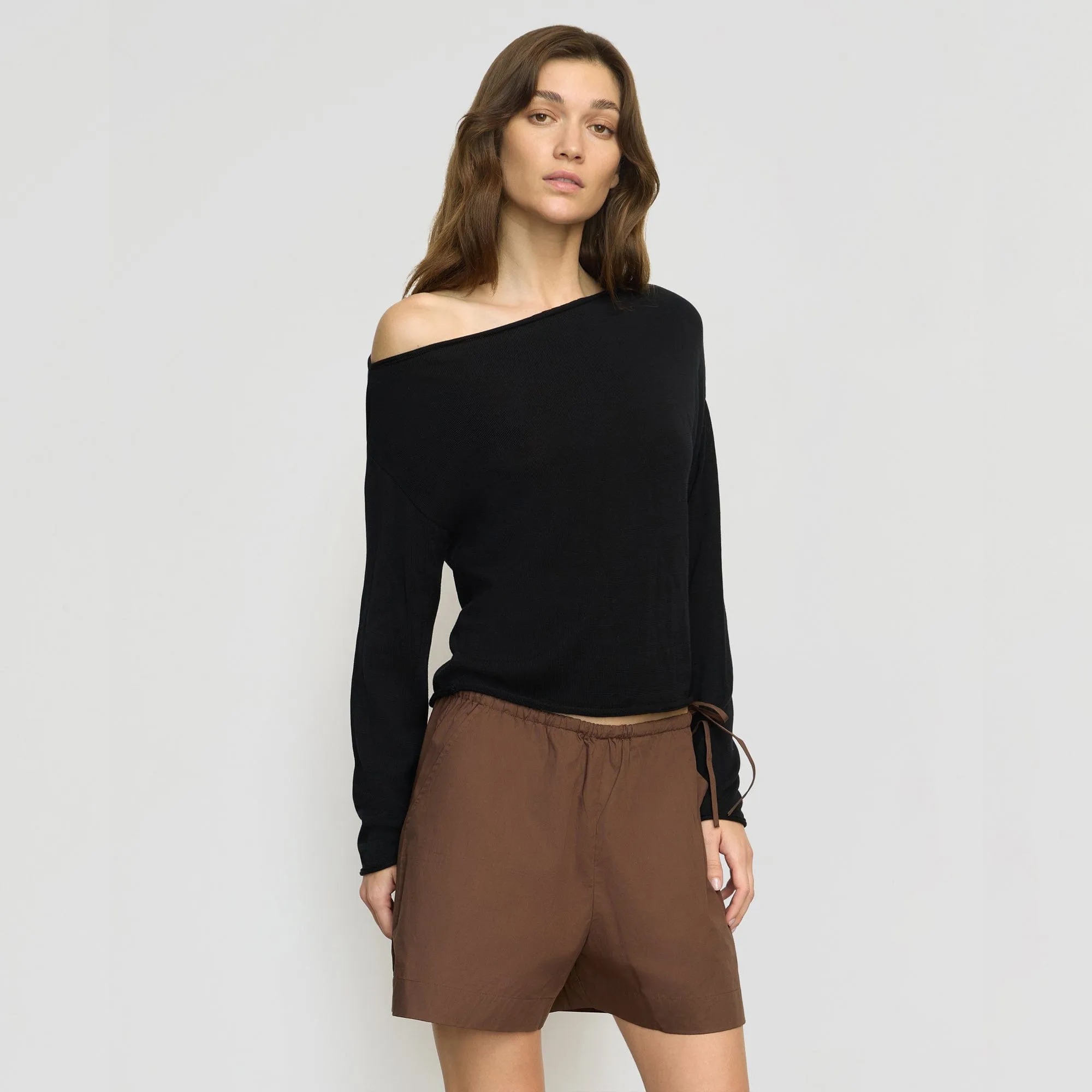 Hachi Tencel-Wool Off-Shoulder Sweater