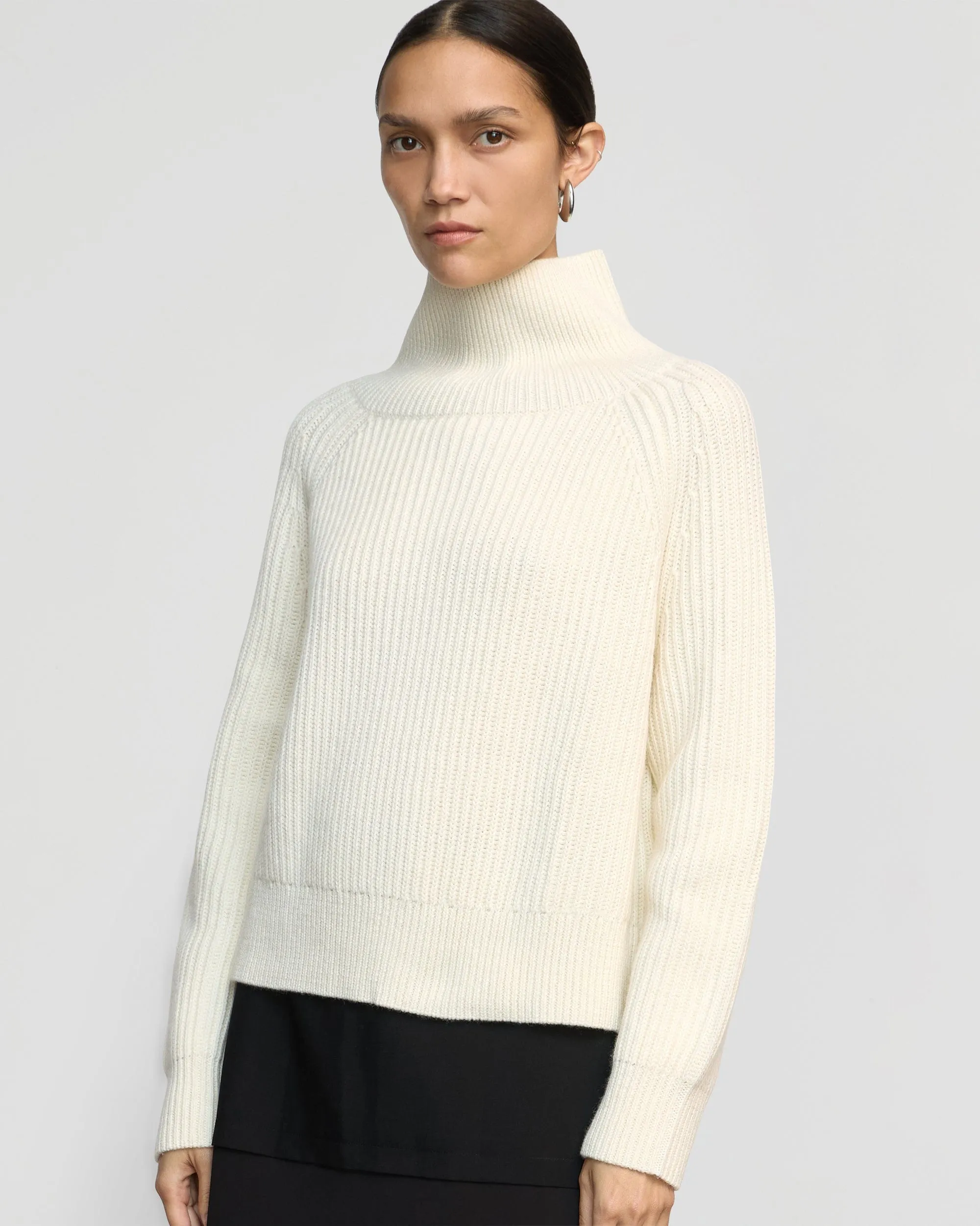 Hadeel Organic Cotton-Wool Mock-Neck Sweater