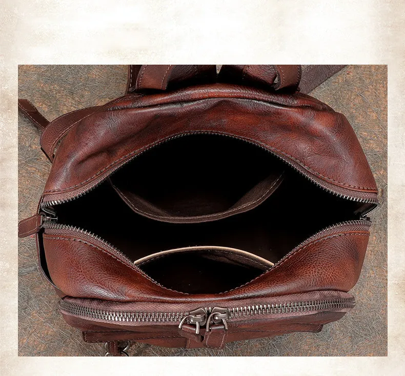 Handmade Brown Leather Backpack Womens Best School Rucksack Ladies Leather Backpack Purses