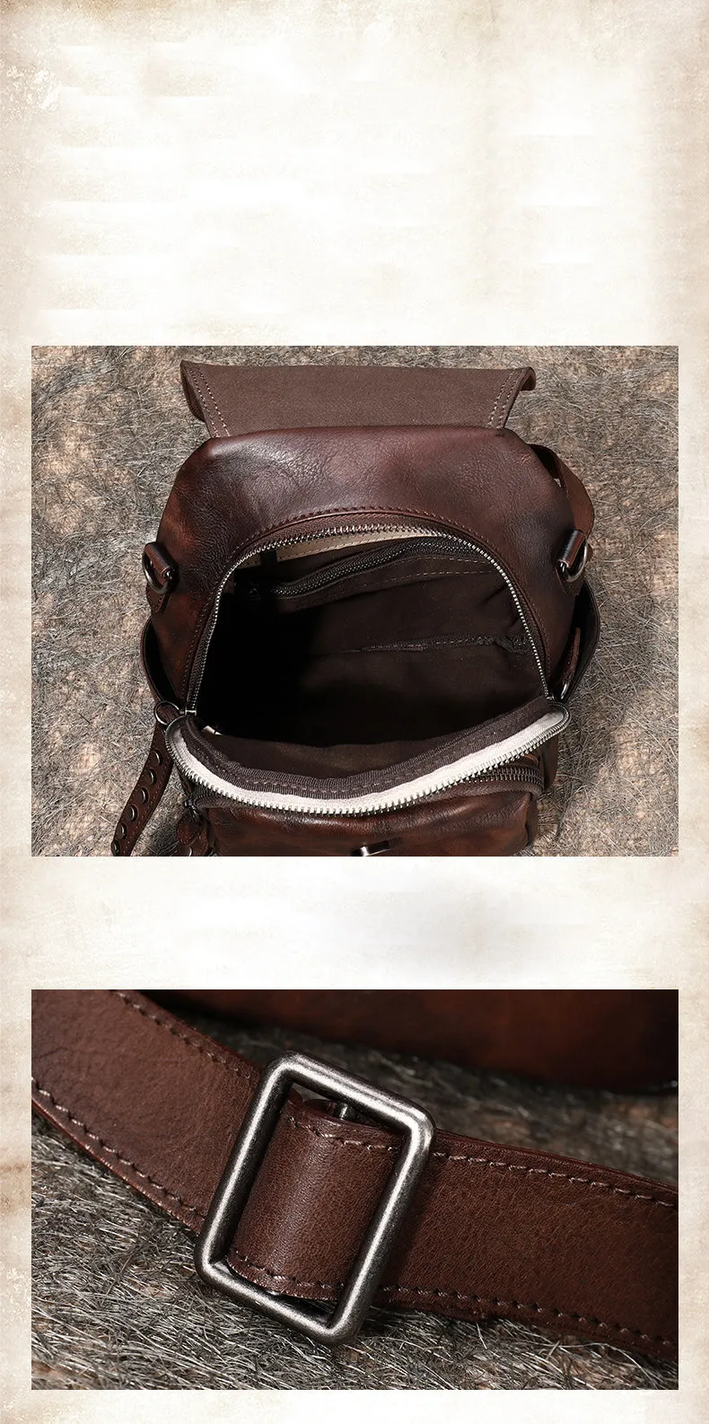 Handmade Convertible Leather Backpacks Womens Best Black Gray Leather Shoulder Purse School Rucksack