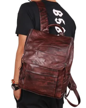 Handmade Cool Leather Men's Backpack Travel Backpack 14inch Computer Backpack For Men