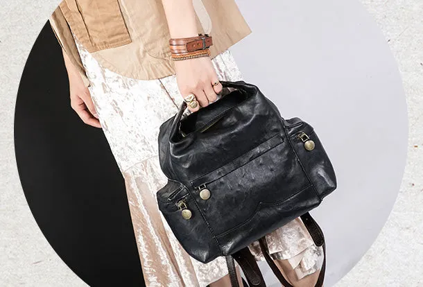 Handmade Genuine Cute Leather Backpack Bag Shoulder Bag Leather Purse For Women