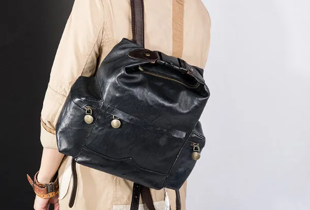 Handmade Genuine Cute Leather Backpack Bag Shoulder Bag Leather Purse For Women