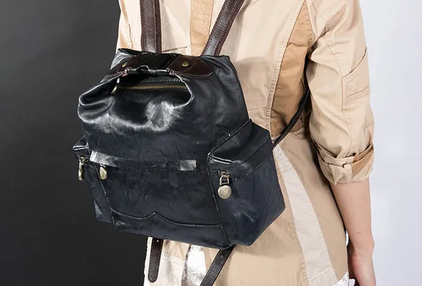 Handmade Genuine Cute Leather Backpack Bag Shoulder Bag Leather Purse For Women