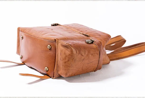 Handmade Genuine Cute Leather Backpack Bag Shoulder Bag Leather Purse For Women