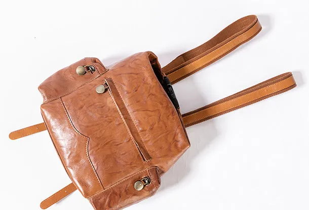 Handmade Genuine Cute Leather Backpack Bag Shoulder Bag Leather Purse For Women