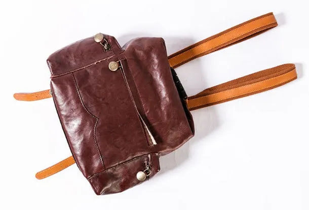Handmade Genuine Cute Leather Backpack Bag Shoulder Bag Leather Purse For Women