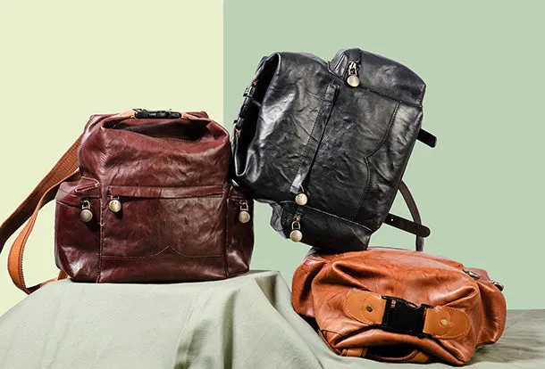 Handmade Genuine Cute Leather Backpack Bag Shoulder Bag Leather Purse For Women