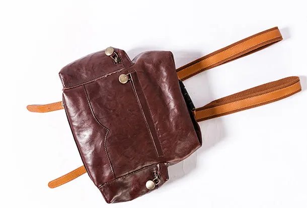 Handmade Genuine Cute Leather Backpack Bag Shoulder Bag Leather Purse For Women