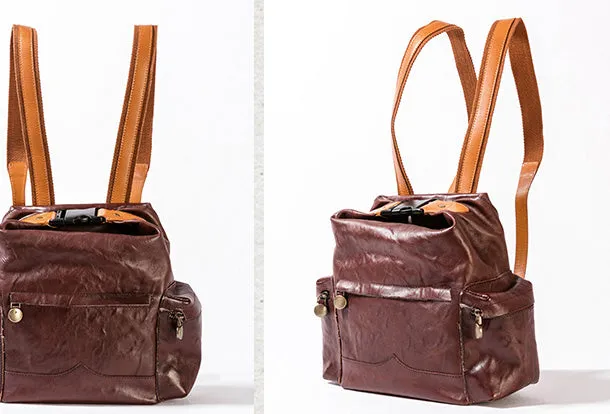 Handmade Genuine Cute Leather Backpack Bag Shoulder Bag Leather Purse For Women
